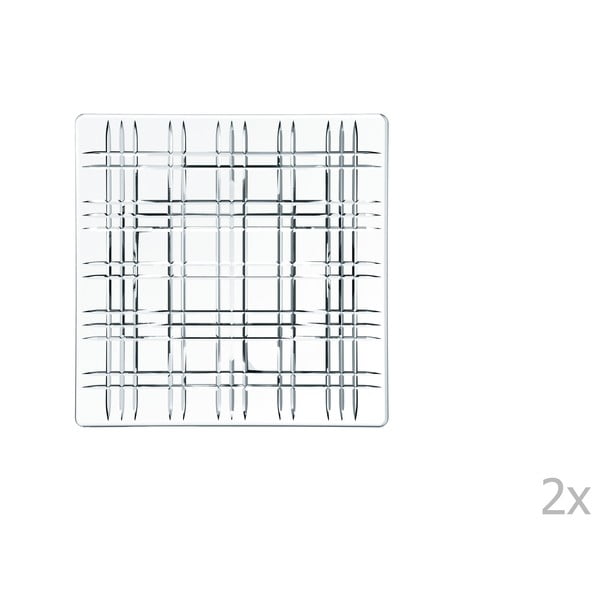 Zestaw 2 kwadratowych talerzy ze szkła kryształowego Nachtmann Square Platter, 21x21 cm