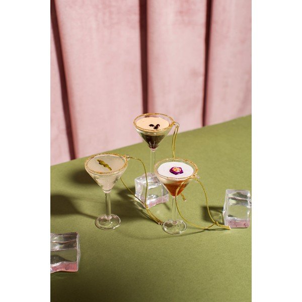 Szklane ozdoby świąteczne zestaw 3 szt. 15,5 cm Martini Cocktail – Sass & Belle-image-2