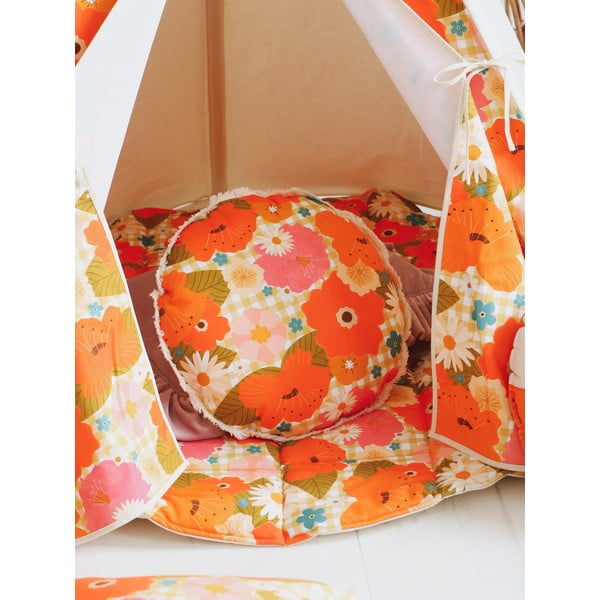 Pomarańczowa mata do zabawy dla dzieci Picnic with Flowers – Moi Mili-image-2