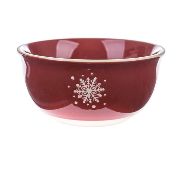 Czerwona ceramiczna miska ze świątecznym motywem ø 14 cm – Dakls