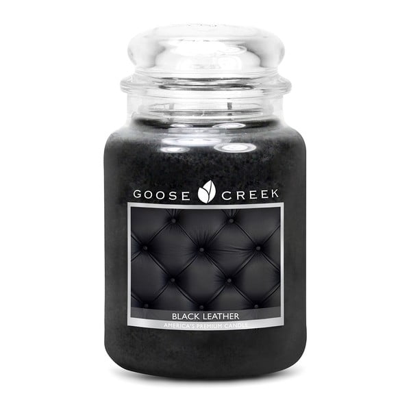 Świeczka zapachowa w szklanym pojemniku Goose Creek Czarna skóra, 150 godz. palenia