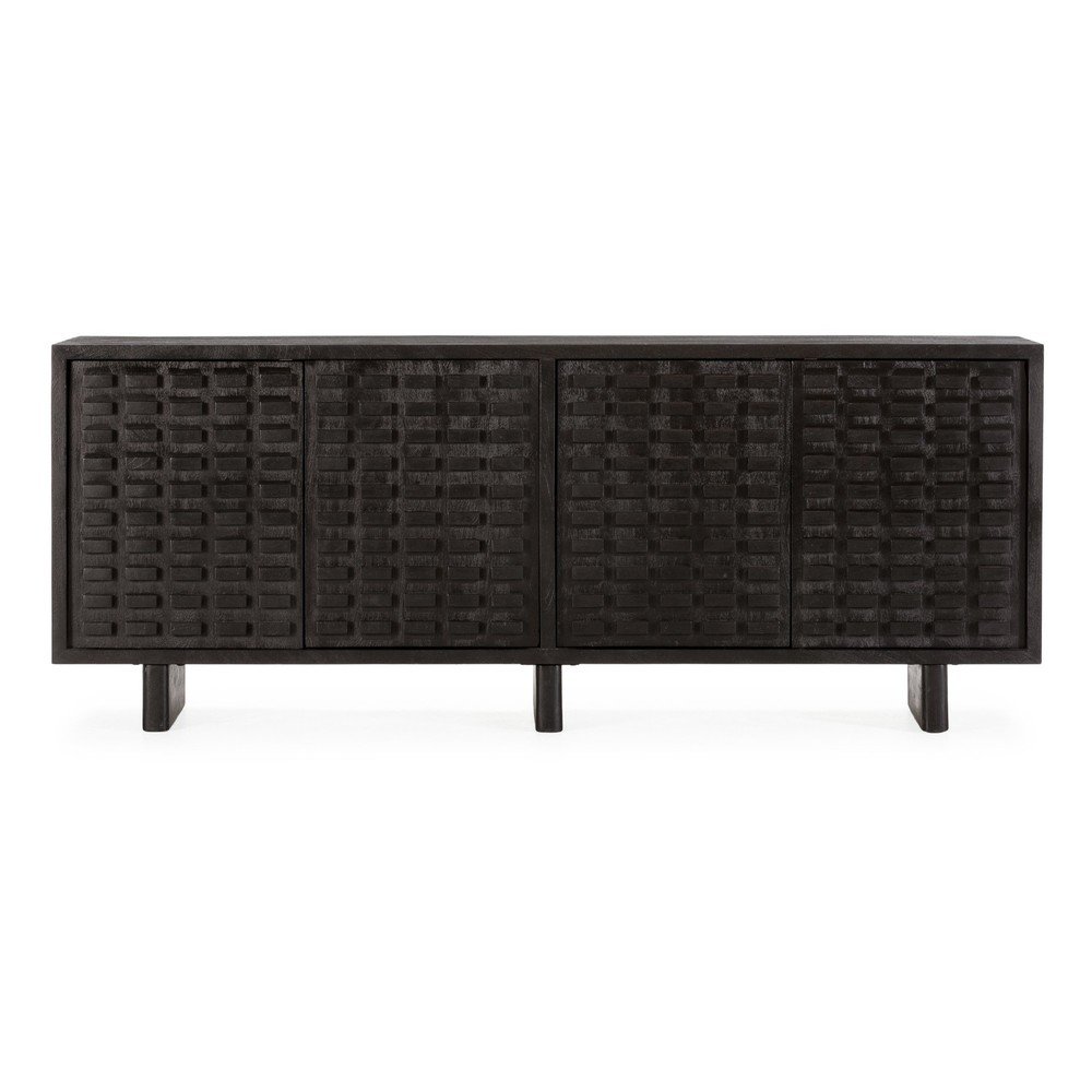 Czarna komoda z litego drewna mango 200x80x40 cm Inaya – MOME