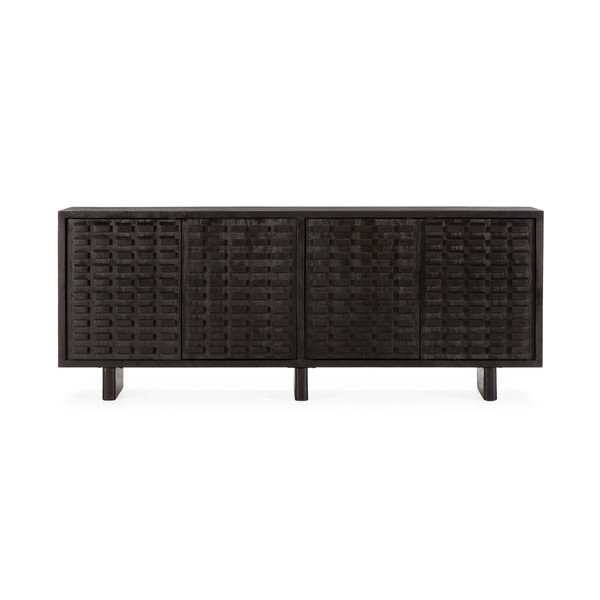 Czarna komoda z litego drewna mango 200x80x40 cm Inaya – MOME