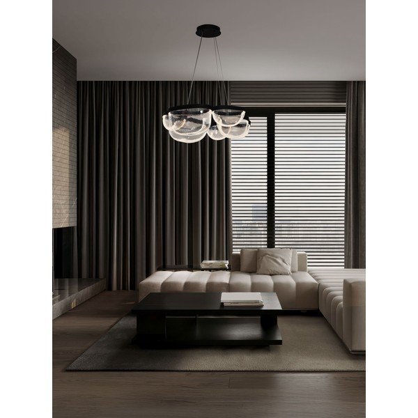 Stalowa lampa wisząca LED ze ściemniaczem w kolorze matowej czerni ze szklanym kloszem ø 83 cm Clair – Nova Luce-image-1