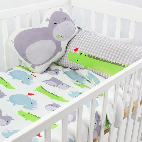 Dziecięca pościel bawełniana z poszewką na poduszkę Mr. Fox Hippo, 100x120 cm-image-2