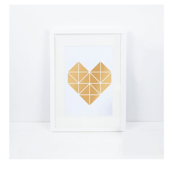 Plakat Origami Herz Gold, A3
