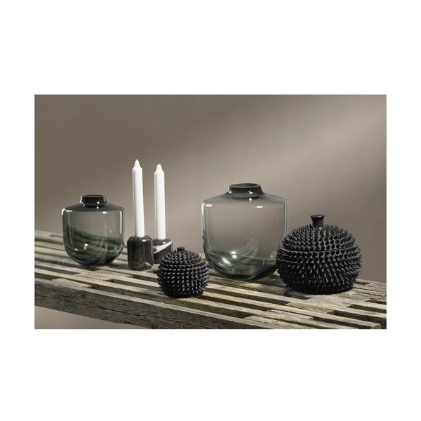 Szary szklany wazon (wysokość 21 cm) Daun – Villa Collection-image-1