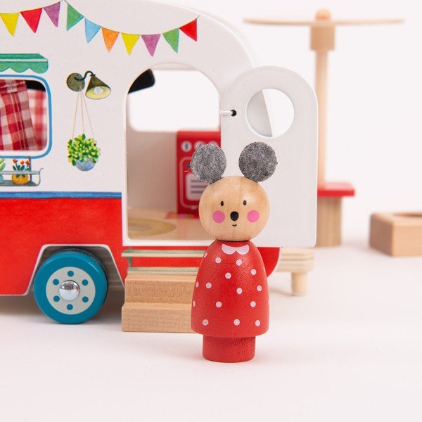 Drewniane auto zabawkowe La Grande Famille Caravan – Moulin Roty-image-1