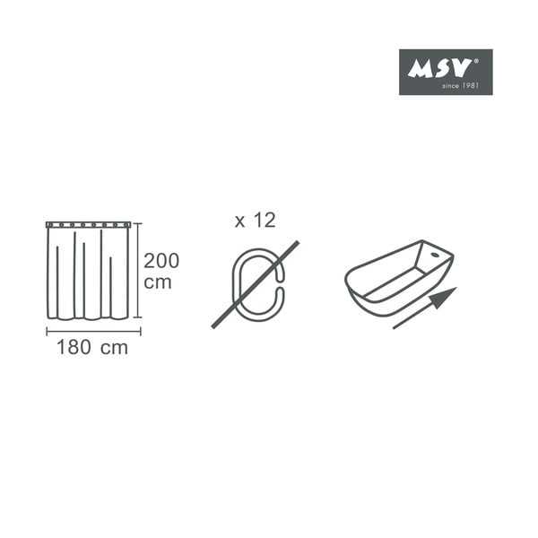 Zasłona prysznicowa 180x200 cm Nyala – MSV-image-3