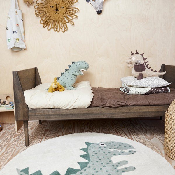 Zielony dywan dziecięcy z mieszanki wełny tkany ręcznie ø120 cm Theo DIno – OYOY Mini-image-1