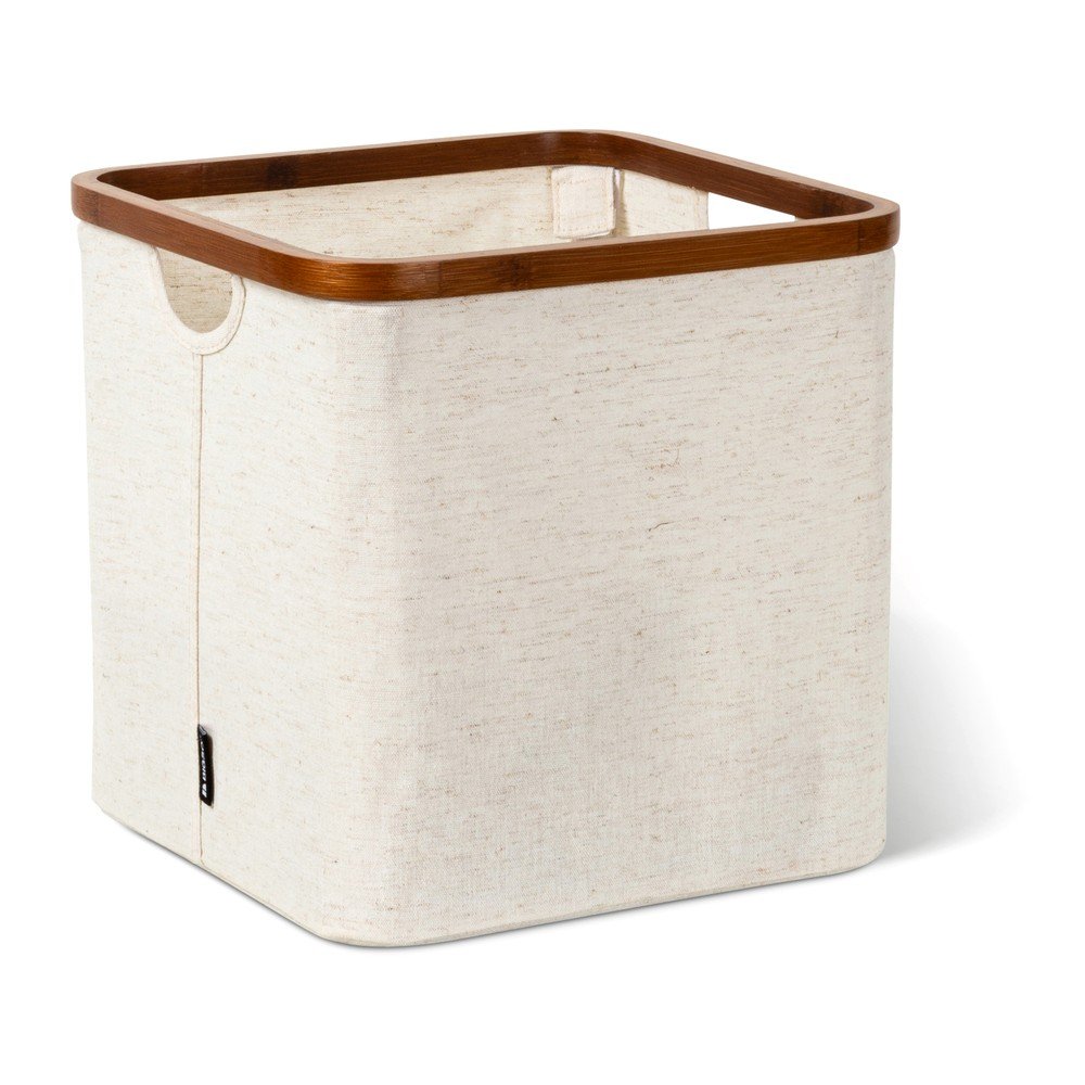Kremowy tekstylny pojemnik 30x30x30 cm Bamboo/Linen Cube – Bigso