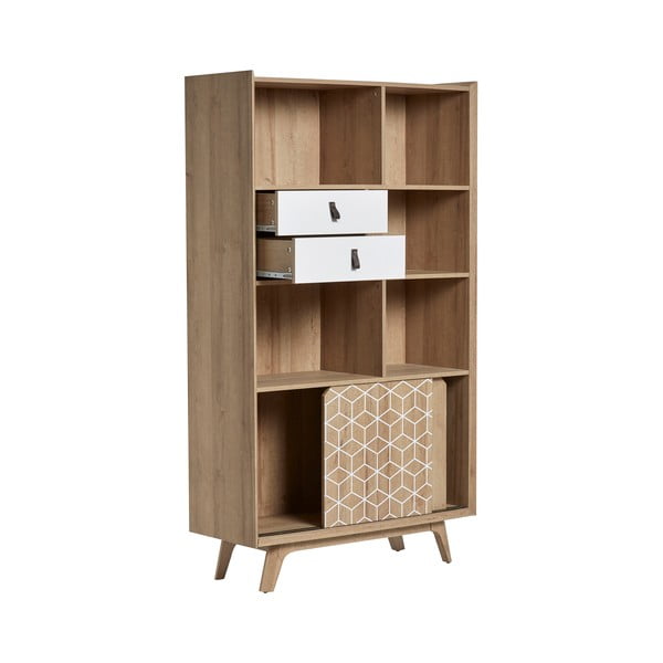 Brązowo-biała biblioteczka Marckeric Java-image-4