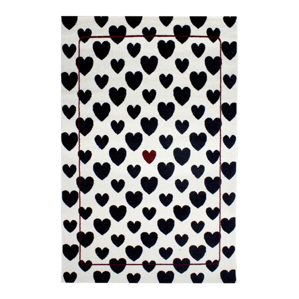 Czarno-biały dywan Razzo Heart, 120x170 cm