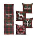 Zestaw 4 świątecznych poszewek na poduszki i bieżnika Minimalist Cushion Covers Tartan Christmas
