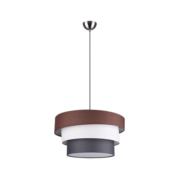 Szaro-brązowa lampa wisząca z tekstylnym kloszem ø 45 cm Ibis – Trio