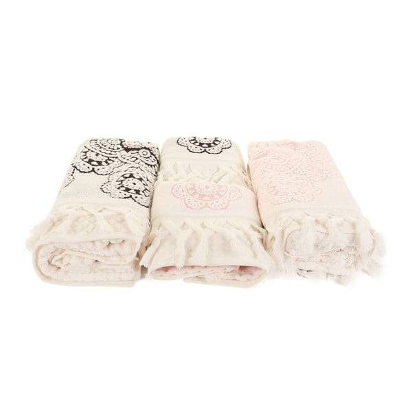 Zestaw 4 różowo-białych ręczników Marcelo
