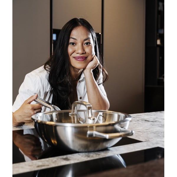 Patelnia wok ze stali nierdzewnej z pokrywką ø 30 cm Chili Ta – FABINI-image-1