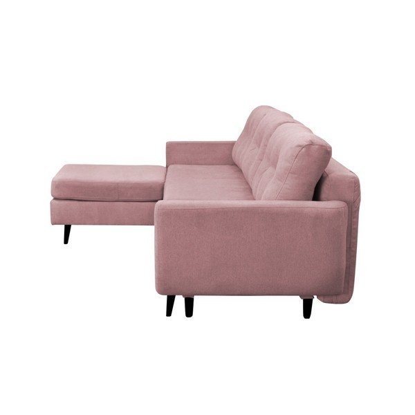 Jasnoróżowy narożnik rozkładany lewostronny z czarnymi nogami Mazzini Sofas Hortensia-image-3