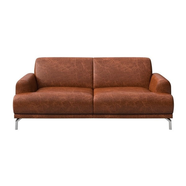 Karmelowa skórzana sofa MESONICA Puzo, 170 cm