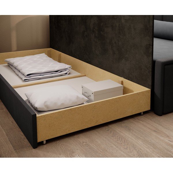 Ciemnoszara rozkładana/ze schowkiem sofa z tkaniny szenilowej 214 cm Fulgeo – ELTAP-image-4