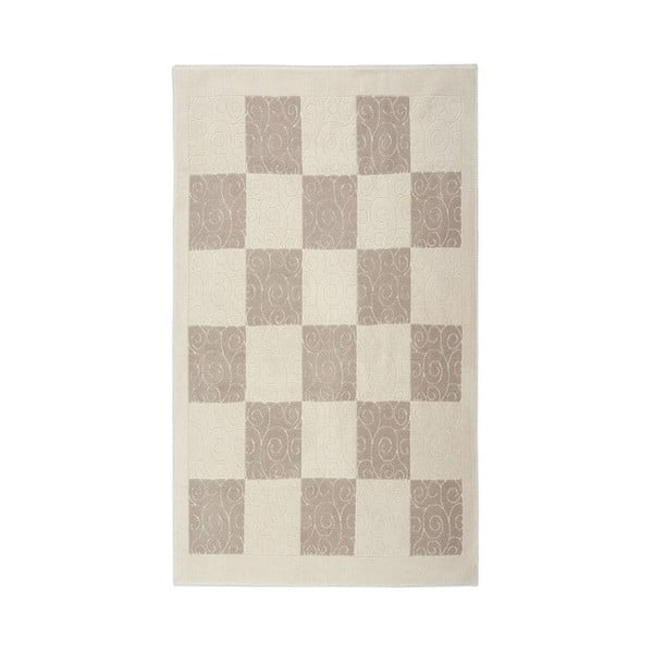 Kremowy dywan bawełniany Check, 80x300 cm