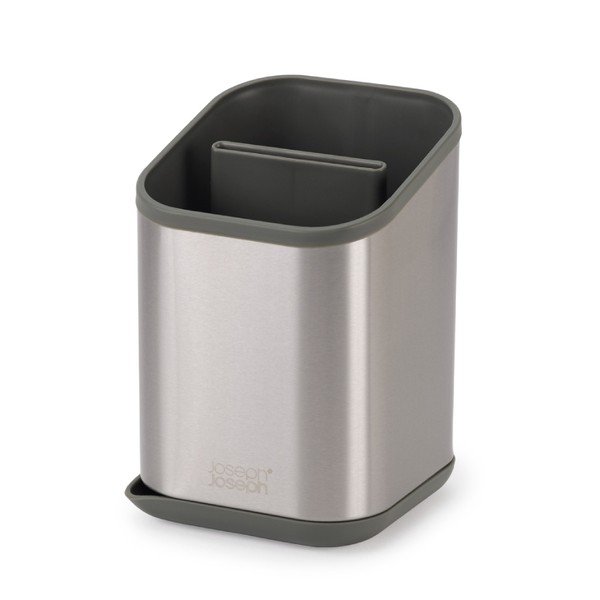 Ociekacz na sztućce ze stali nierdzewnej w kolorze srebra z połyskiem 11x11,5 cm Duo Steel – Joseph Joseph-image-4