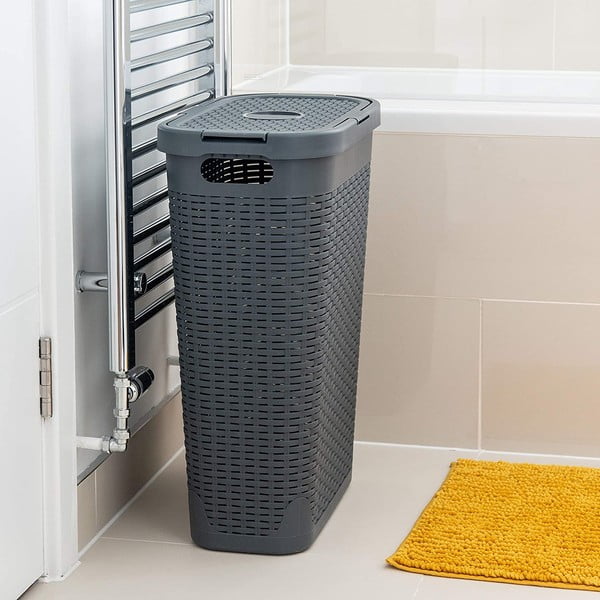 Szary kosz na pranie Addis Rattan Effect Slim Hamper, 40 l-image-2