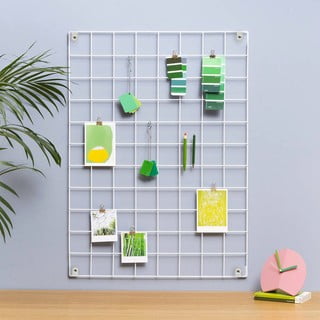 Biała metalowa kratka-organizer Reminder, 50x70 cm