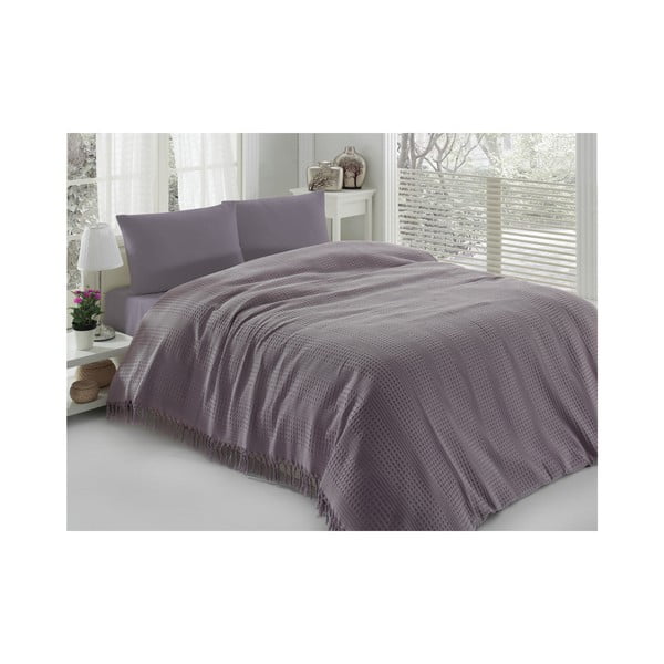 Fioletowa lekka narzuta Pique, 220x240 cm-image-1