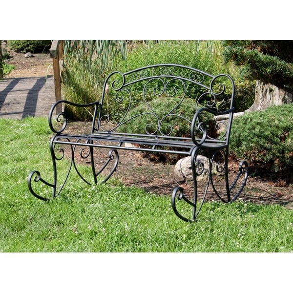 Czarna metalowa ławka ogrodowa Dares – Garden Pleasure-image-1
