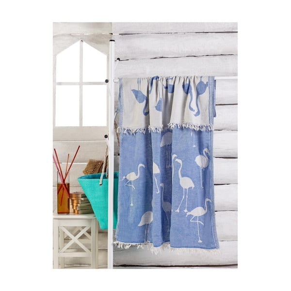 Niebieski ręcznik Flamingo, 180x100 cm