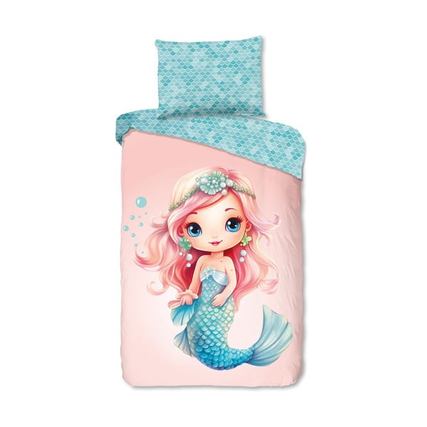 Niebiesko-różowa bawełniana pościel dziecięca jednoosobowa 140x200 cm Alisse – Good Morning