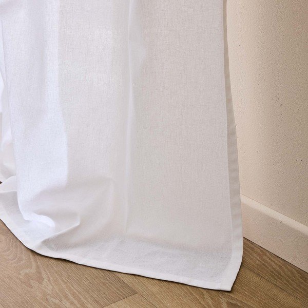 Biała zasłona z mieszanki bawełny 140x240 cm Duchesse – douceur d'intérieur-image-4
