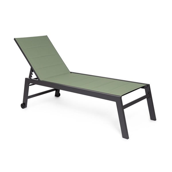 Zielony metalowy leżak ogrodowy Hilde   – Bizzotto
