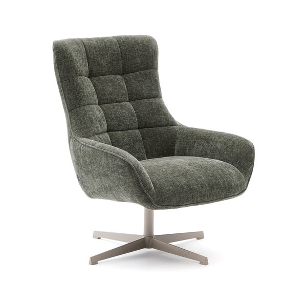 Szarozielony obrotowy fotel z tkaniny szenilowej Teryl – Kave Home