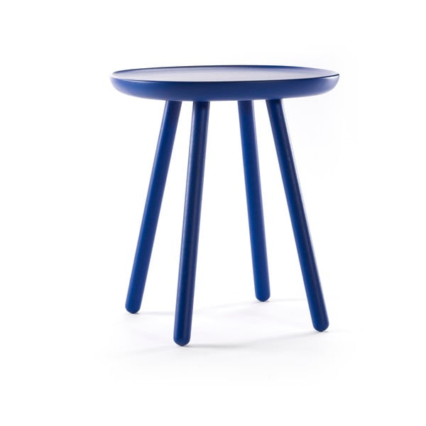 Niebieski stolik z litego drewna EMKO Naïve, ø 45 cm