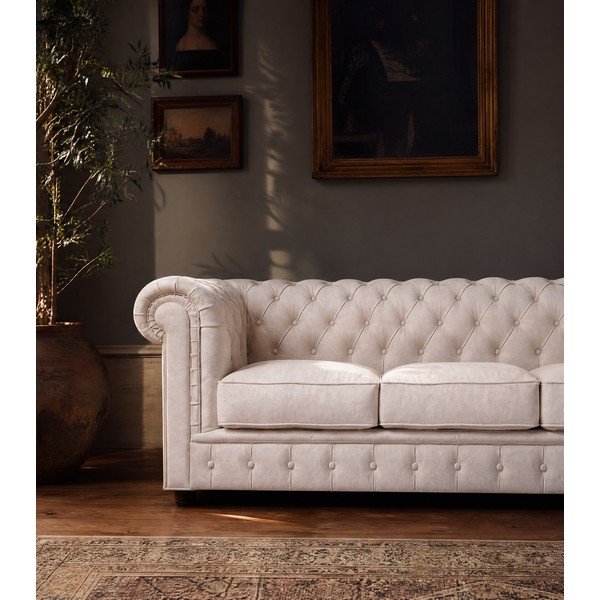 Kremowa aksamitna sofa 230 cm Cambridge – Ropez-image-3