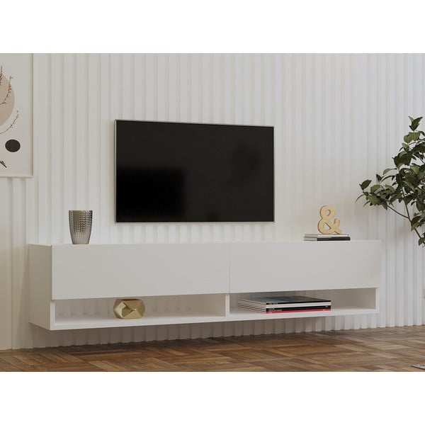 Biała szafka pod TV 141x31x30 cm Arges – Kalune Design-image-1