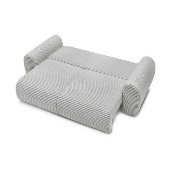 Jasnoszara sztruksowa rozkładana sofa 257 cm Lucien – Bobochic Paris-image-4