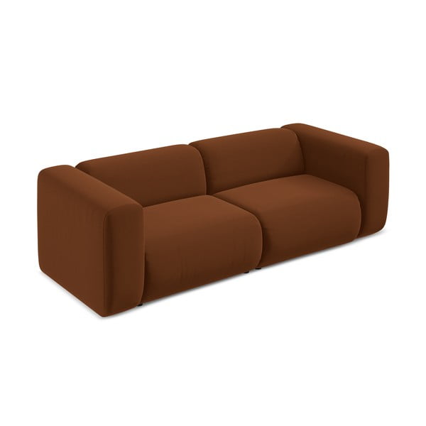 Pomarańczowa/brązowa aksamitna sofa 228 cm Ekahi – Makamii-image-3