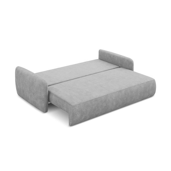 Jasnoszara rozkładana sofa z tkaniny szenilowej ze schowkiem 218 cm Lilo – Makamii-image-4