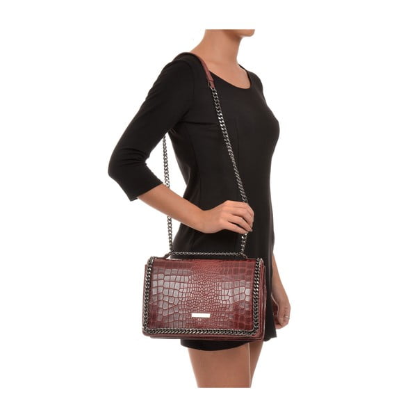 Czerwona skórzana torebka Carla Ferreri Chain-image-4