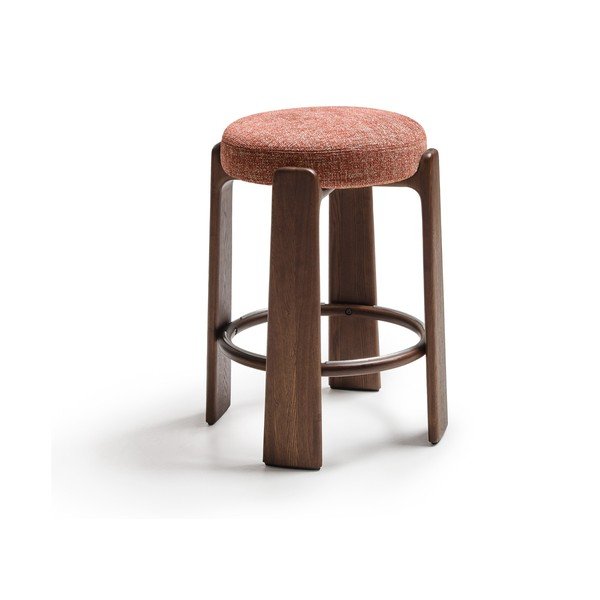 Hoker w kolorze ceglasto-ciemnonaturalnym z litego drewna jesionowego (wysokość siedziska 65 cm) Granite – Kave Home
