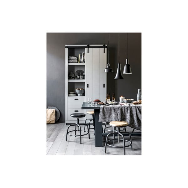 Szary stołek z siedziskiem z drewna mango vtwonen Spider-image-4