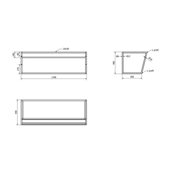 Biało-czarny stalowy wiszący stelaż pod umywalkę 120x40 cm Ska – Sapho-image-4