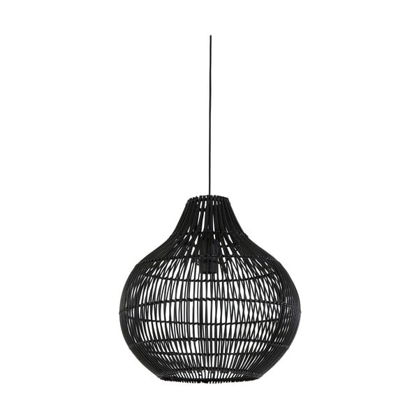 Czarna lampa sufitowa z rattanowym kloszem ø 40 cm Pacino – Light & Living