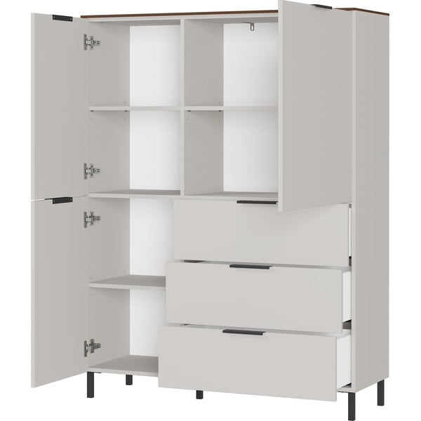 Szarobeżowa wysoka komoda w dekorze orzecha 109x146 cm California – Germania-image-2