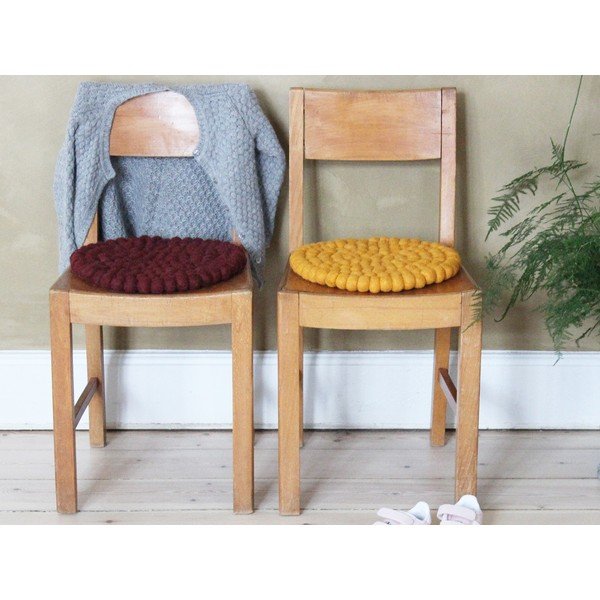 Ciemnowiśniowa dziecięca kulkowa poduszka na krzesło z wełny Wooldot Ball Chair Pad, ⌀ 30 cm-image-4