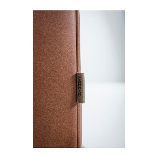 Karmelowa sofa z bawolej skóry z konstrukcją z litego drewna dębowego Gazzda Fawn, 240 cm-image-4