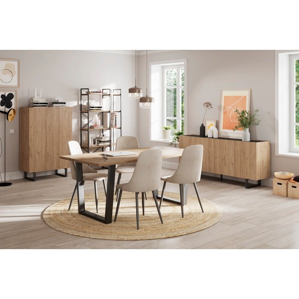 Stół z blatem w dekorze dębu 100x180 cm Francesca – Marckeric-image-1